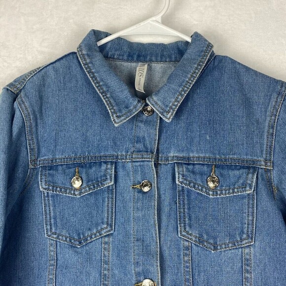 Davids Bridal Bride Jacket Womens Large Blue Embroidered Floral Denim Jacket - Picture 4 of 14